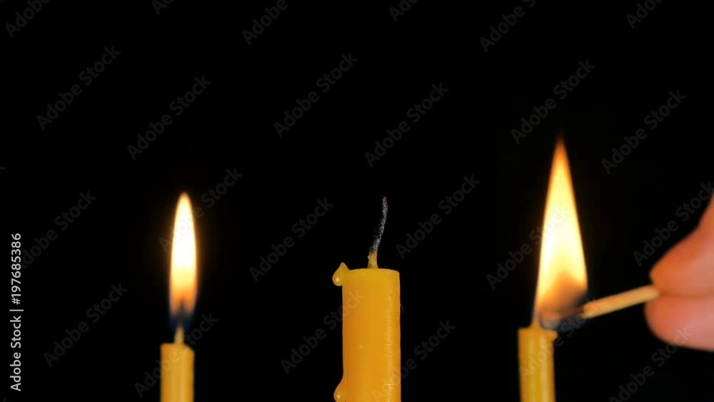 Burning Candle With Black Background. Burning Candle With Black Background.