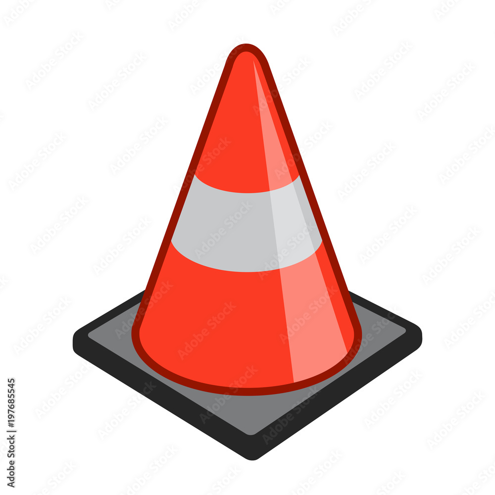 Safety cone pylon icon vector simple cartoon illustration, bright