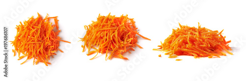grated carrots isolated on white photo