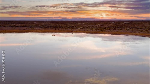 San Luis Lake at Sunset Reflection Drone Aerial