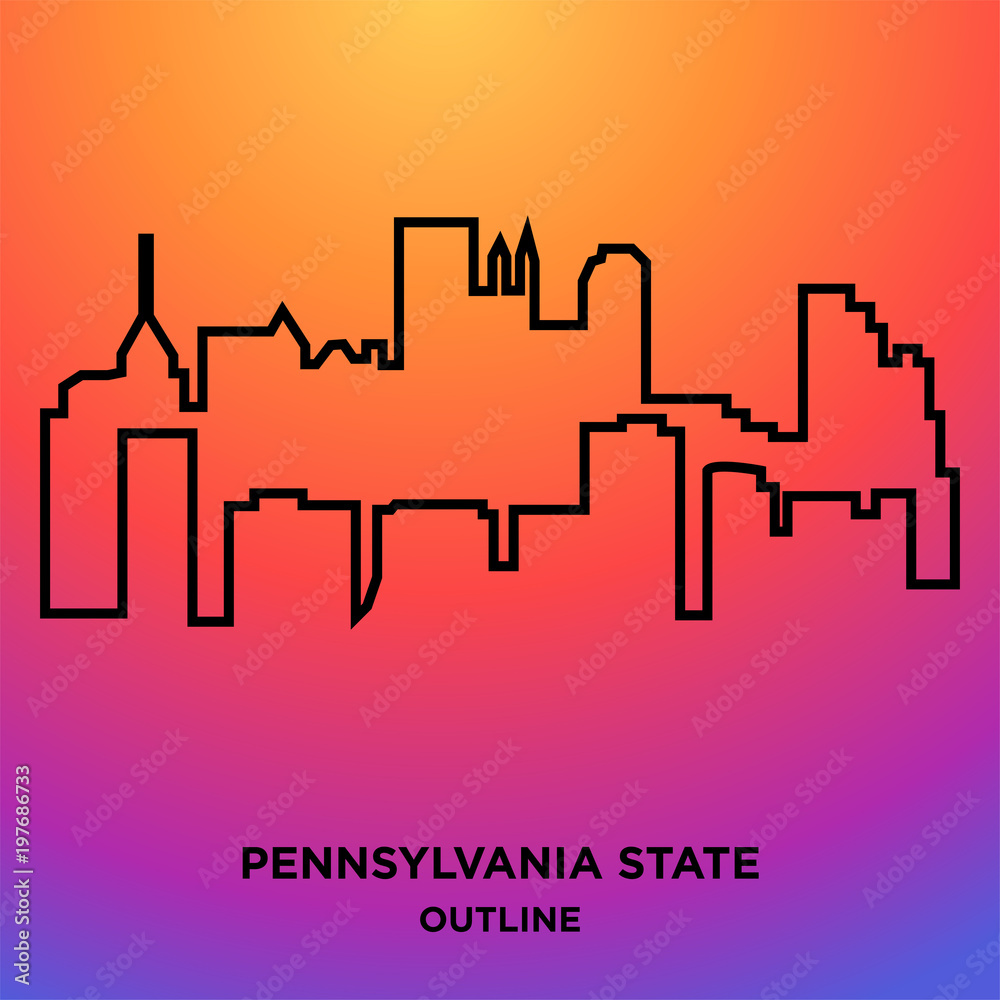 Obraz premium pennsylvania state outline on purple background