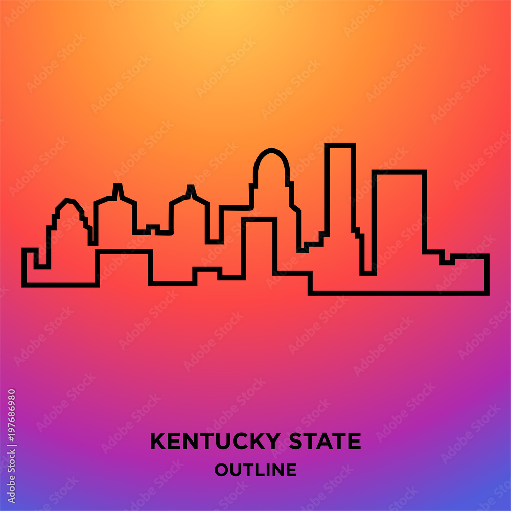 kentucky state outline on purple background