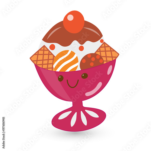 Ice cream in a vase with biscuits to decorate your design