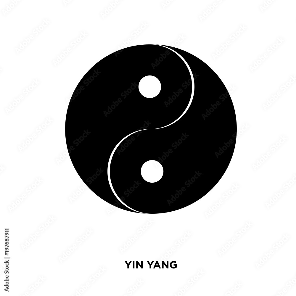 yin yang silhouette on white background, in black with white dots  Stock-Vektorgrafik | Adobe Stock