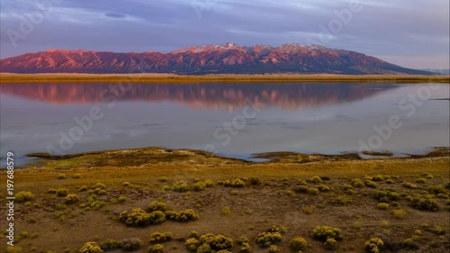 San Luis Lake at Sunset Reflection Drone Aerial