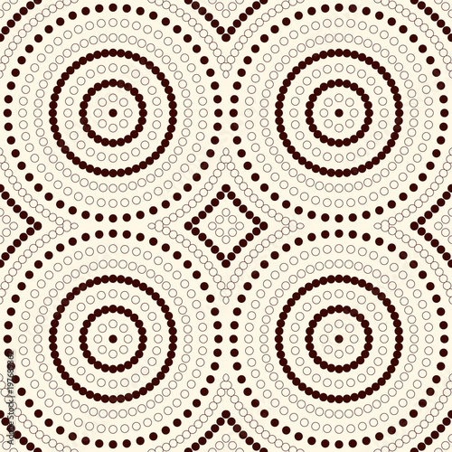 Outline seamless pattern with abstract geometric figures. Repeated round vortexes ornamental background.
