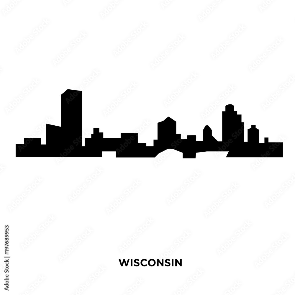 wisconsin silhouette on white background, in black