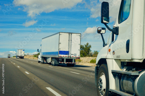 Tractor Trailer Trucks on Interstate 40 in northern Arizona