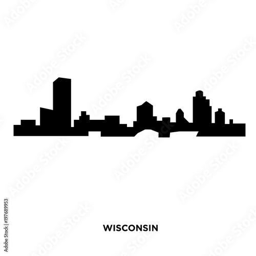 wisconsin silhouette on white background  in black