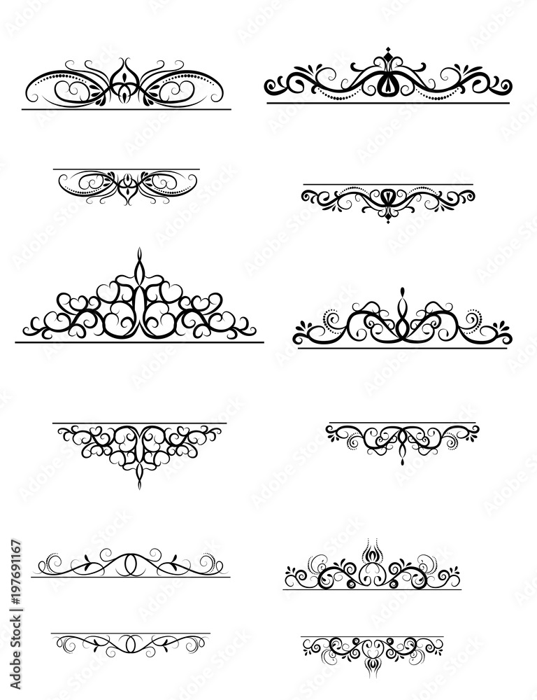 Vintage vector swirl frame set