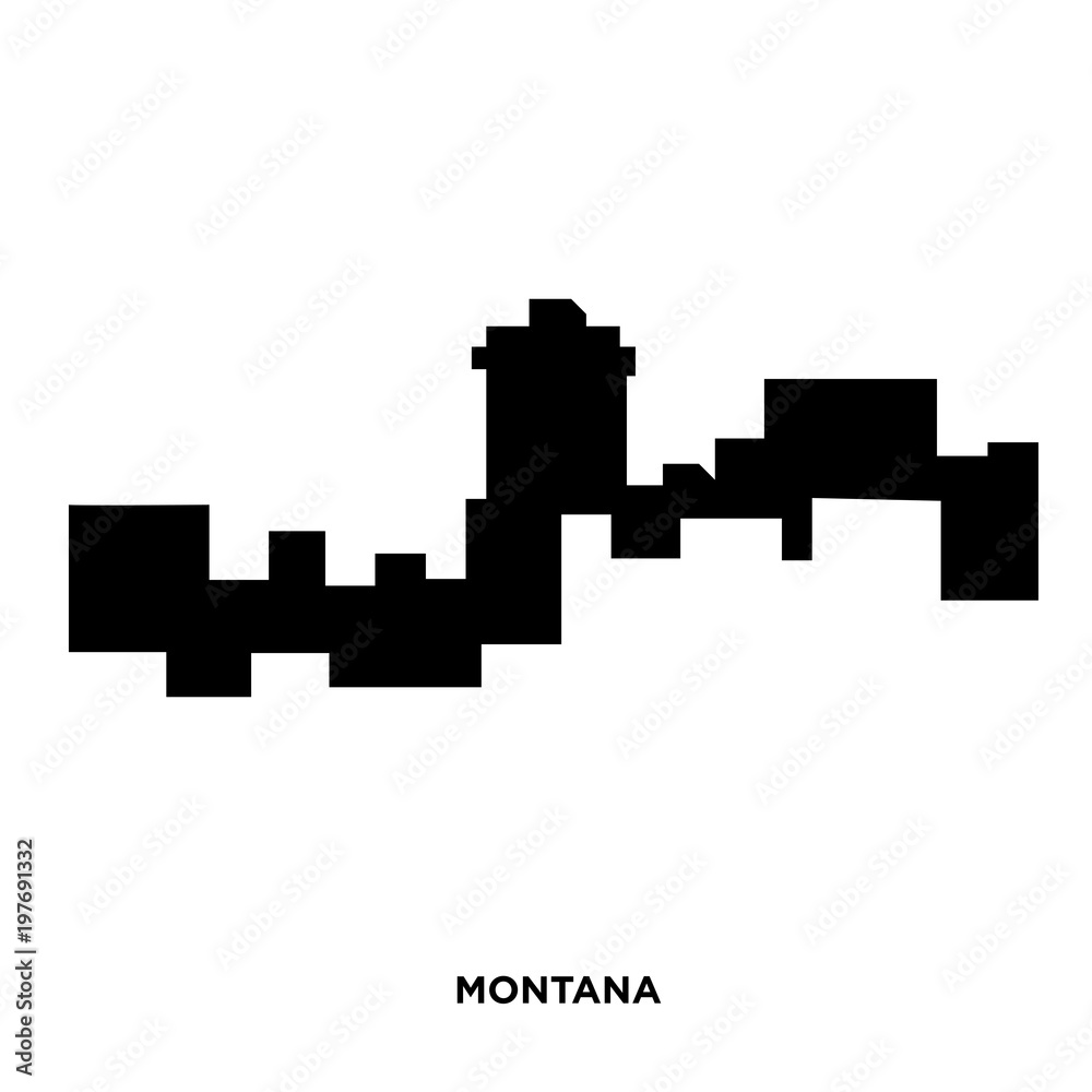 montana silhouette on white background, in black