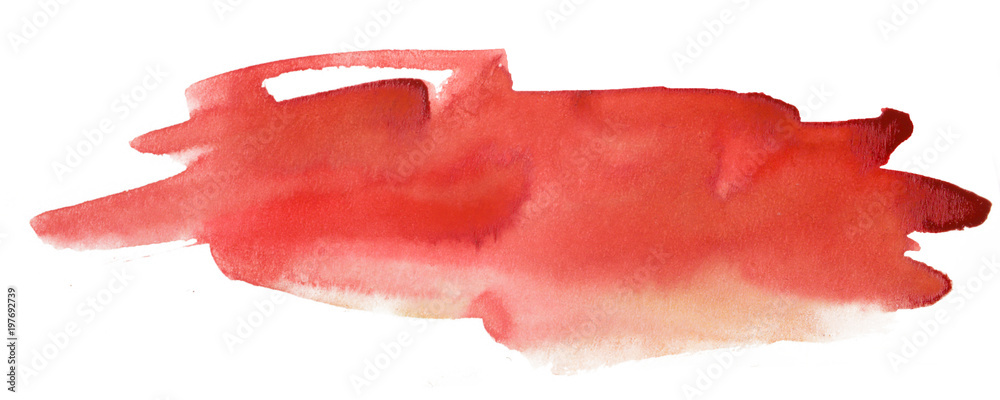 red watercolor stain of an abstract shape