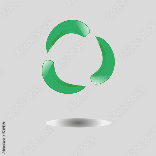 green logo/The figure shows a green logo in the form of a circle of three elements.