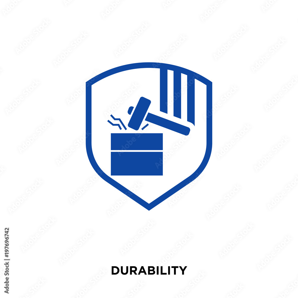 durability icon on white background, in blue, vector icon illustration durability icon on white background, in blue, vector icon illustration
