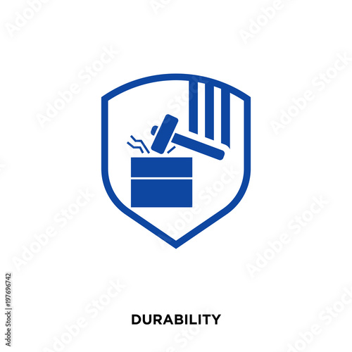 durability icon on white background, in blue, vector icon illustration