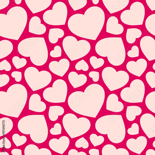 Seamless pattern with hearts. Valentine's day background. Vector abstract texture with small scattered hearts. Red and pink colors. Love romantic design for decor, gift paper, textile, greeting cards