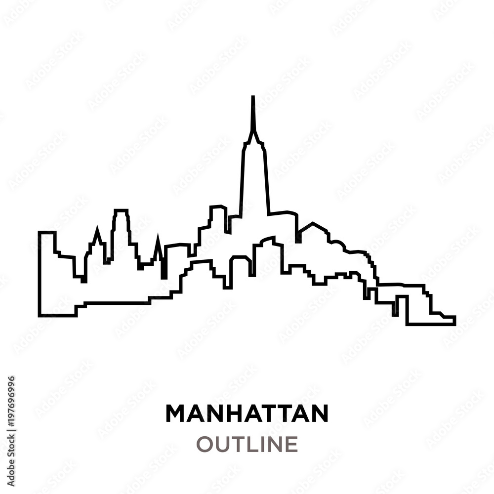 outline of manhattan on white background