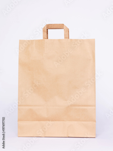 Konstfotografi Sac Papier Kraft, fond blanc