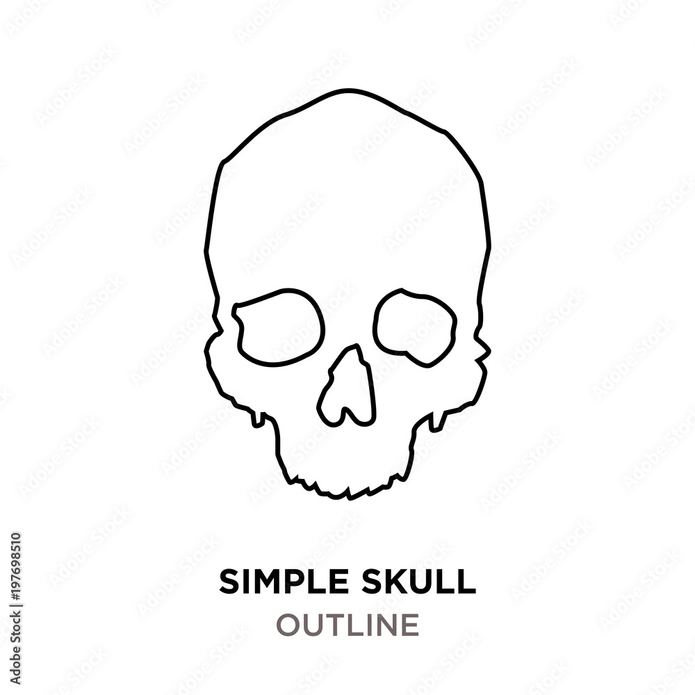 simple skull outline on white background simple skull outline on white background