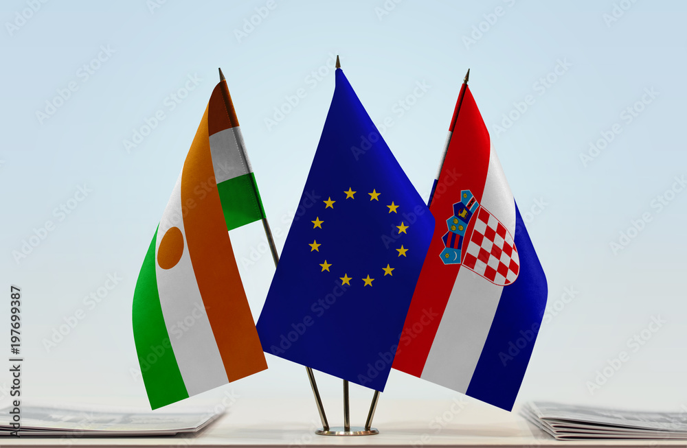Flags of Niger European Union and Croatia