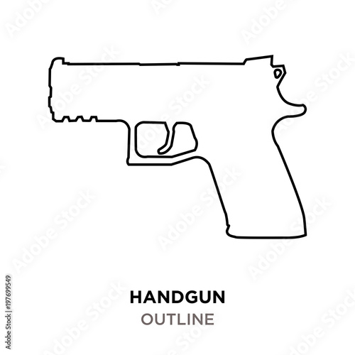 handgun outline on white background