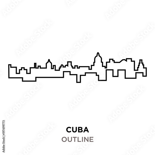 cuba outline on white background
