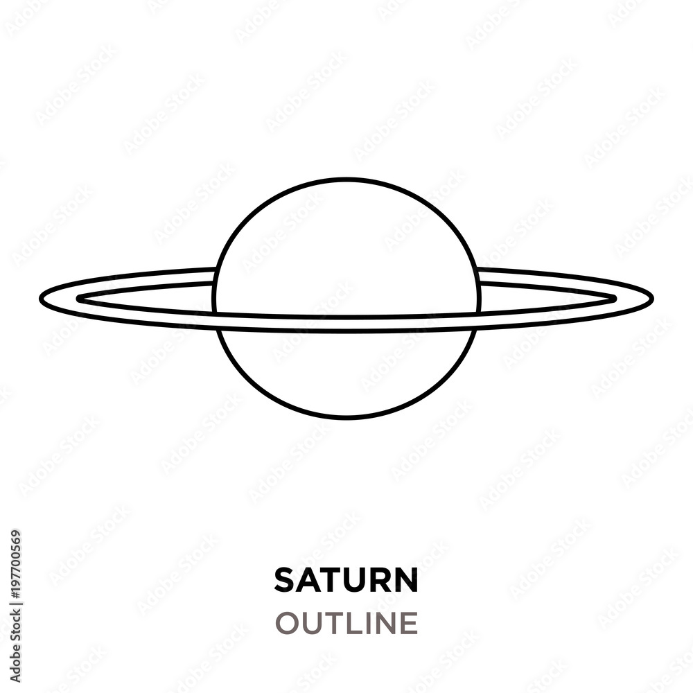 saturn outline on white background