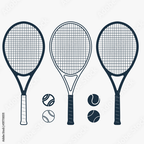 Tennis racket and ball, vector