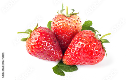 fresh strawberries on white background