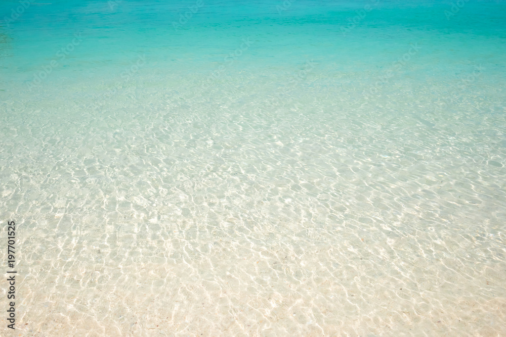 Top view tropical beach water wave background with seaside. Background summer time season