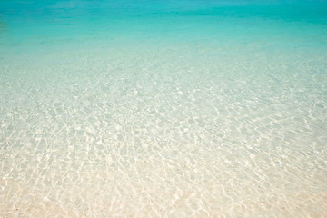 Top view tropical beach water wave background with seaside. Background summer time season