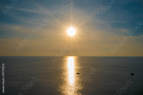 Natural evening sunset or morning sunrise on the seashore