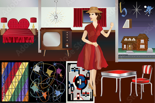 Mid Century Mod - Backgrounds Objects Furniture Character & Elements