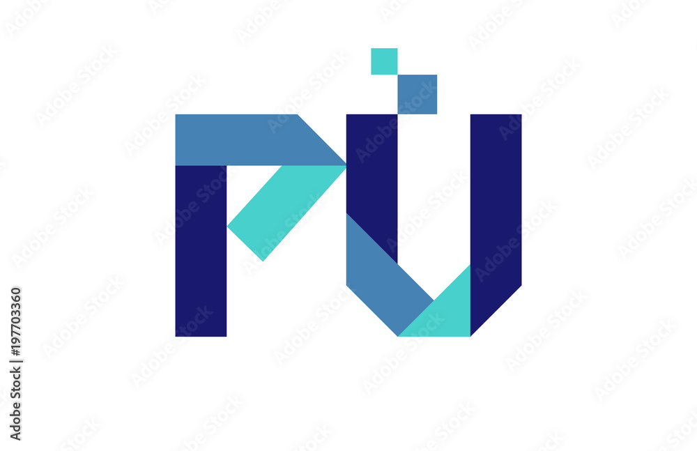 PU Digital Ribbon Letter Logo PU Digital Ribbon Letter Logo