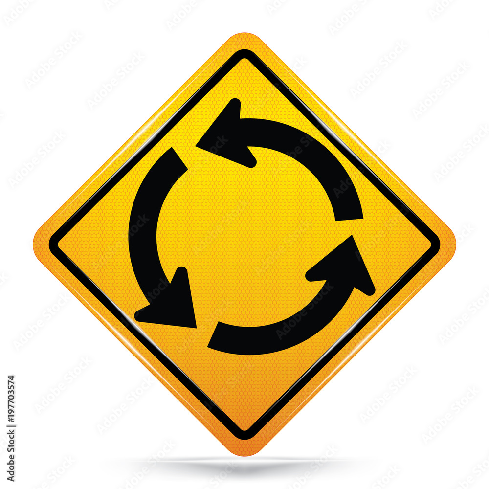 International left Roundabout Ahead Symbol,Yellow Warning icon on white background, Attracting attention,Compulsory, Control ,practice, Security first sign, Idea for graphic,web design,vector,EPS10. International left Roundabout Ahead Symbol,Yellow Warning icon on white background, Attracting attention,Compulsory, Control ,practice, Security first sign, Idea for graphic,web design,vector,EPS10.