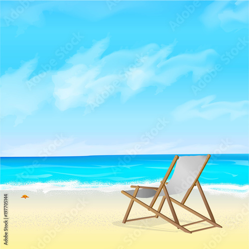 beach wooden chair on the beach
