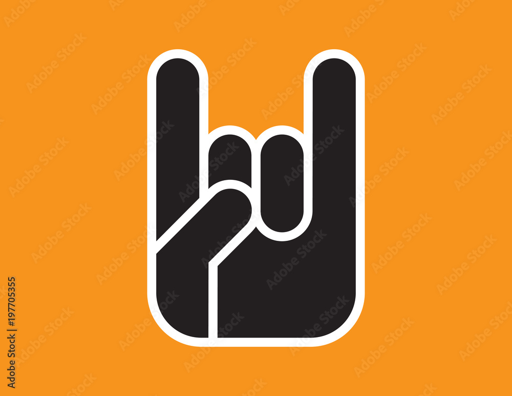 Sign of the Horns Hand Gesture. Flat vector illustration of stylized