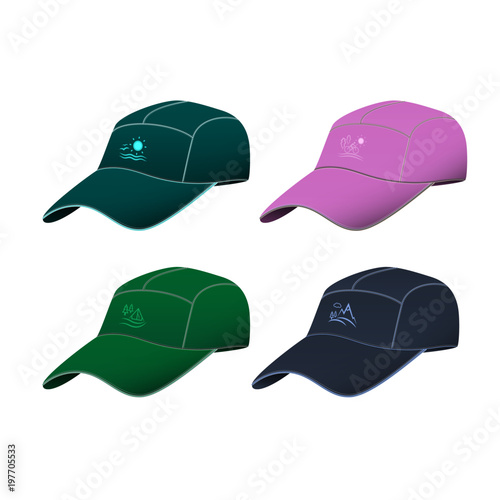 Tourist caps with stripes. Vector