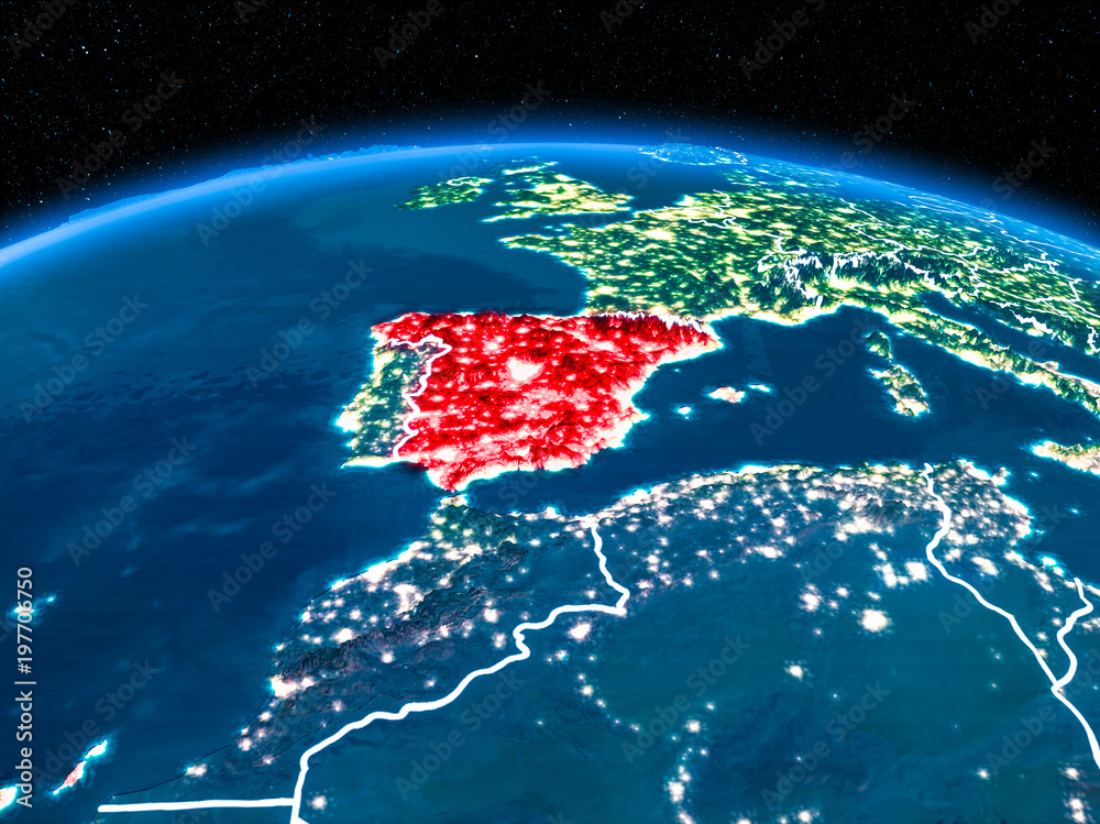 Spain from space at night