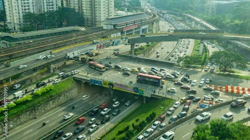 KUALA LUMPUR, MALAYSIA - 23th MARCH 2018; Time lapse of traffic on Federal Highway in Kuala Lumpur, Malaysia.