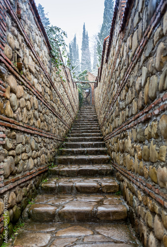 The narrow street in the Old City of Jerusalem.