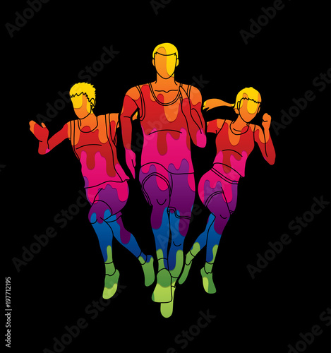 Marathon runner, Sprinter front view designed using colorful graphic vector