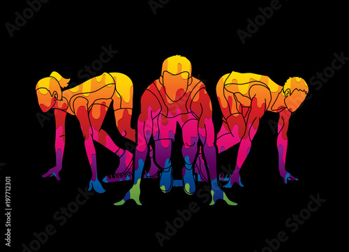 Start Running, Sprinter prepare running action designed using colorful graphic vector