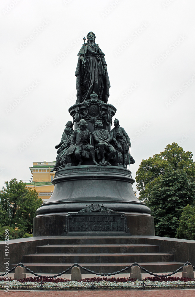 ST.PETERSBURG, RUSSIA - July 01, 2014: Monument to Catherine II at Ostrovsky Square in St. Petersburg