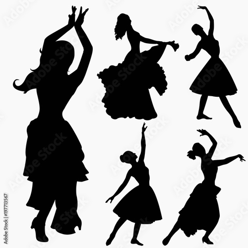 set of silhouettes of dancers