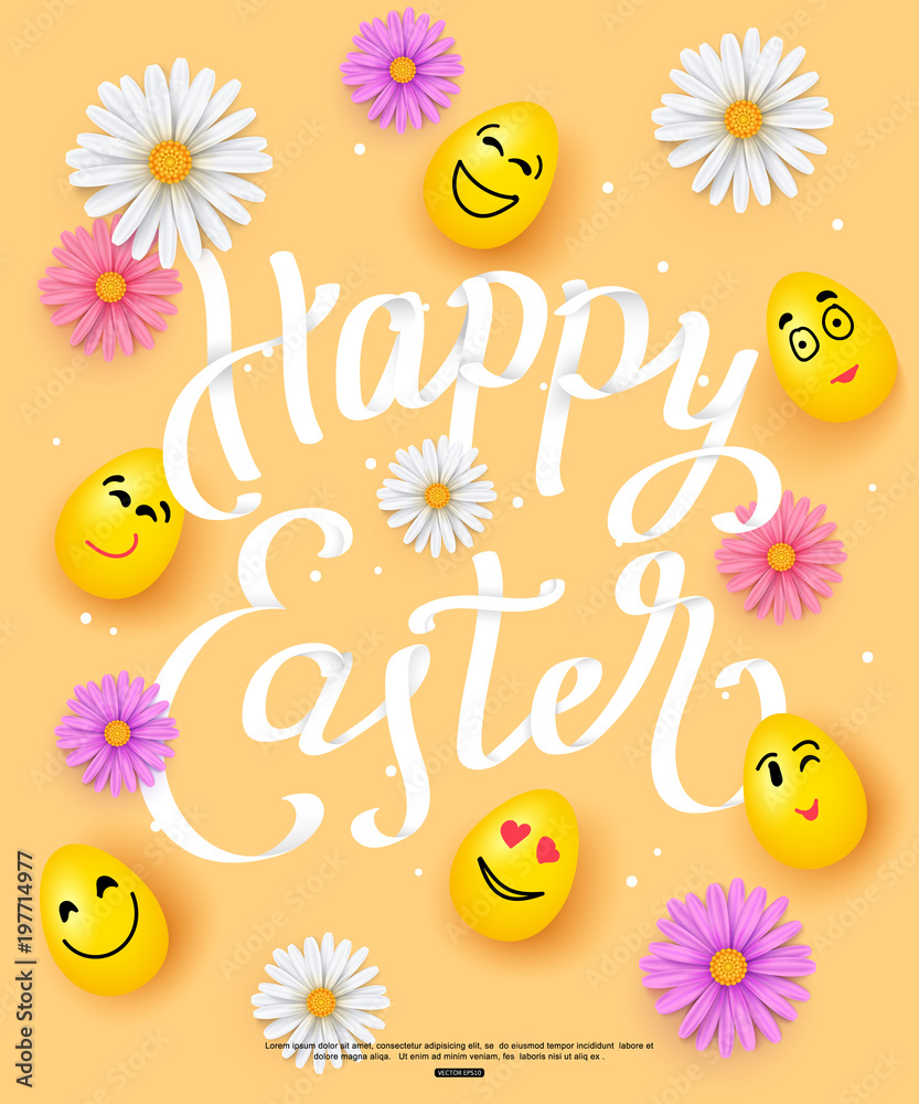 Happy Easter greeting card, vector illustration