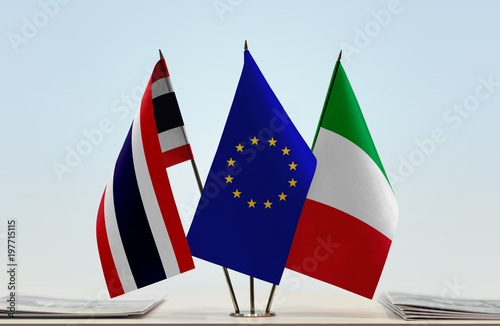 Flags of Thailand European Union and Italy