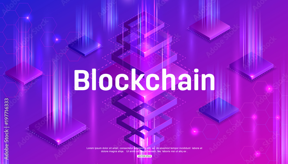 Blockchain network concept abstract background. Technology vector illustration