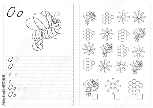 Alphabet letters tracing worksheet with russian alphabet letters - wasp