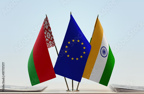 Flags of Belarus European Union and India